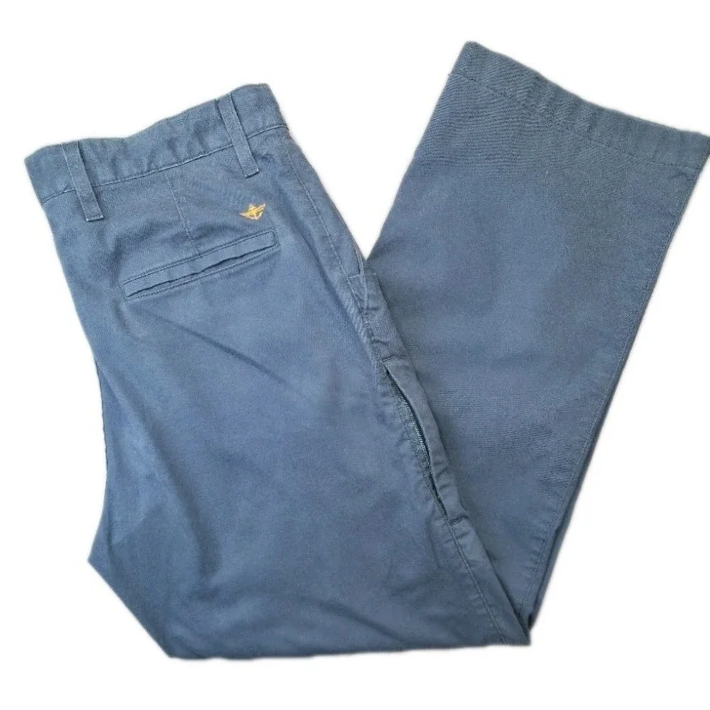 Dockers Mens Flat Front Chino Pants 36x30 Blue Steel Stretch Cotton Straight